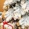 7.5ft Pre-Lit Flocked Layered Spruce Artificial Christmas Tree, Warm White LED Lights